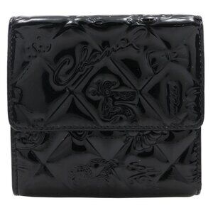 CHANEL Icon line Bi-Fold Wallet A37152 Double Sided black Patent leather Women